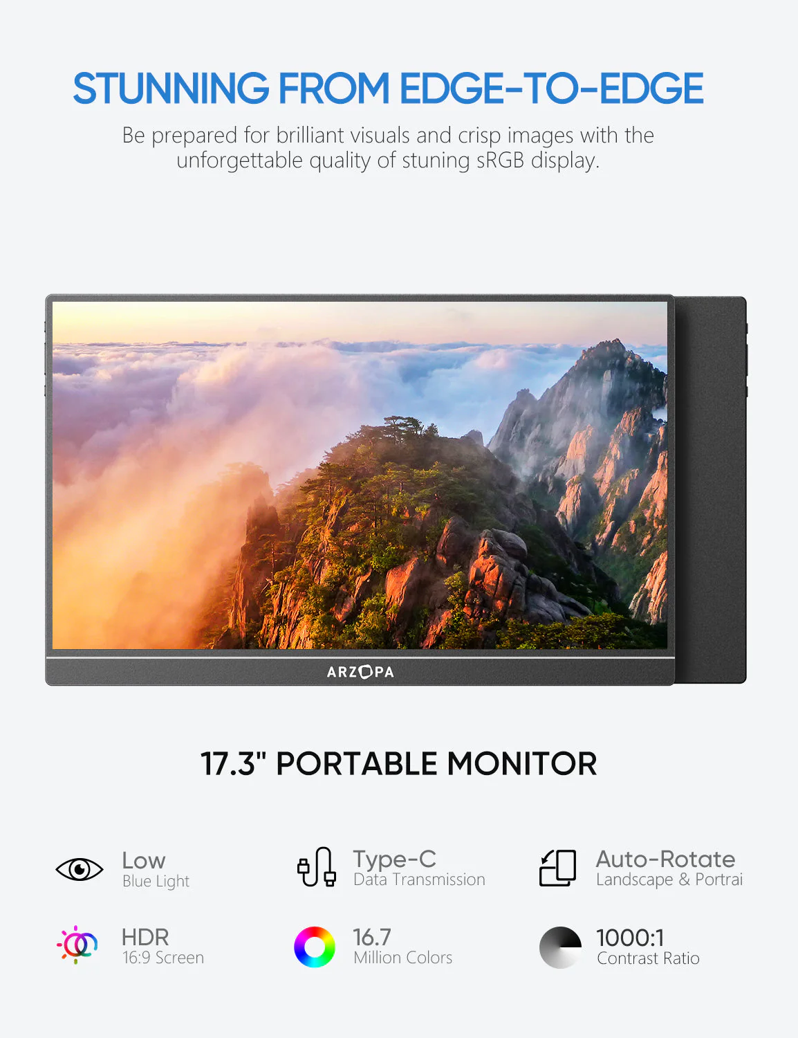 Arzopa A1M | 17.3' 1080p FHD Large IPS Portable Monitor for Work - Image 3