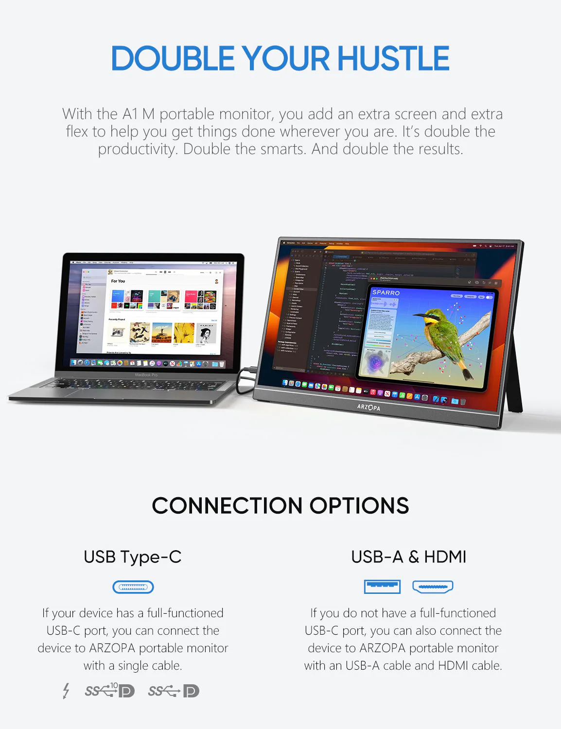 Arzopa A1M | 17.3' 1080p FHD Large IPS Portable Monitor for Work - Image 4