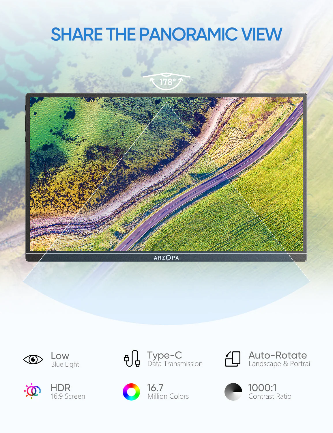 Arzopa A1S 14" FHD Ultra-Light Slim Portable Monitor - Image 3