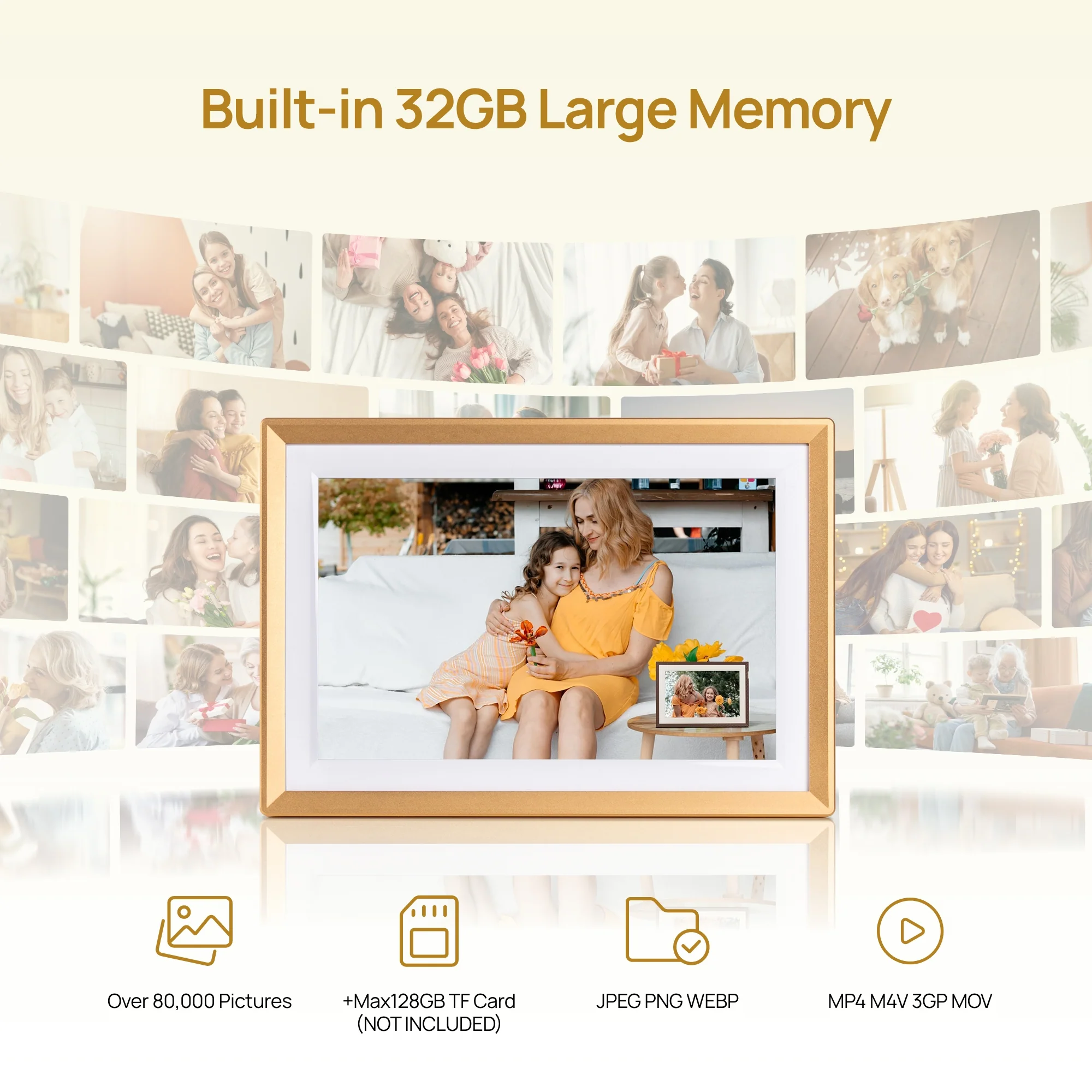 Arzopa D10 Champagne Gold | 10.1" Digital Photo Frame - Image 10