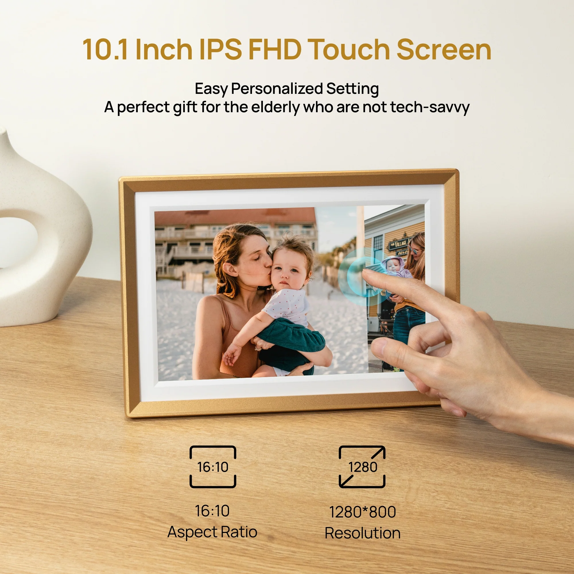 Arzopa D10 Champagne Gold | 10.1" Digital Photo Frame - Image 6