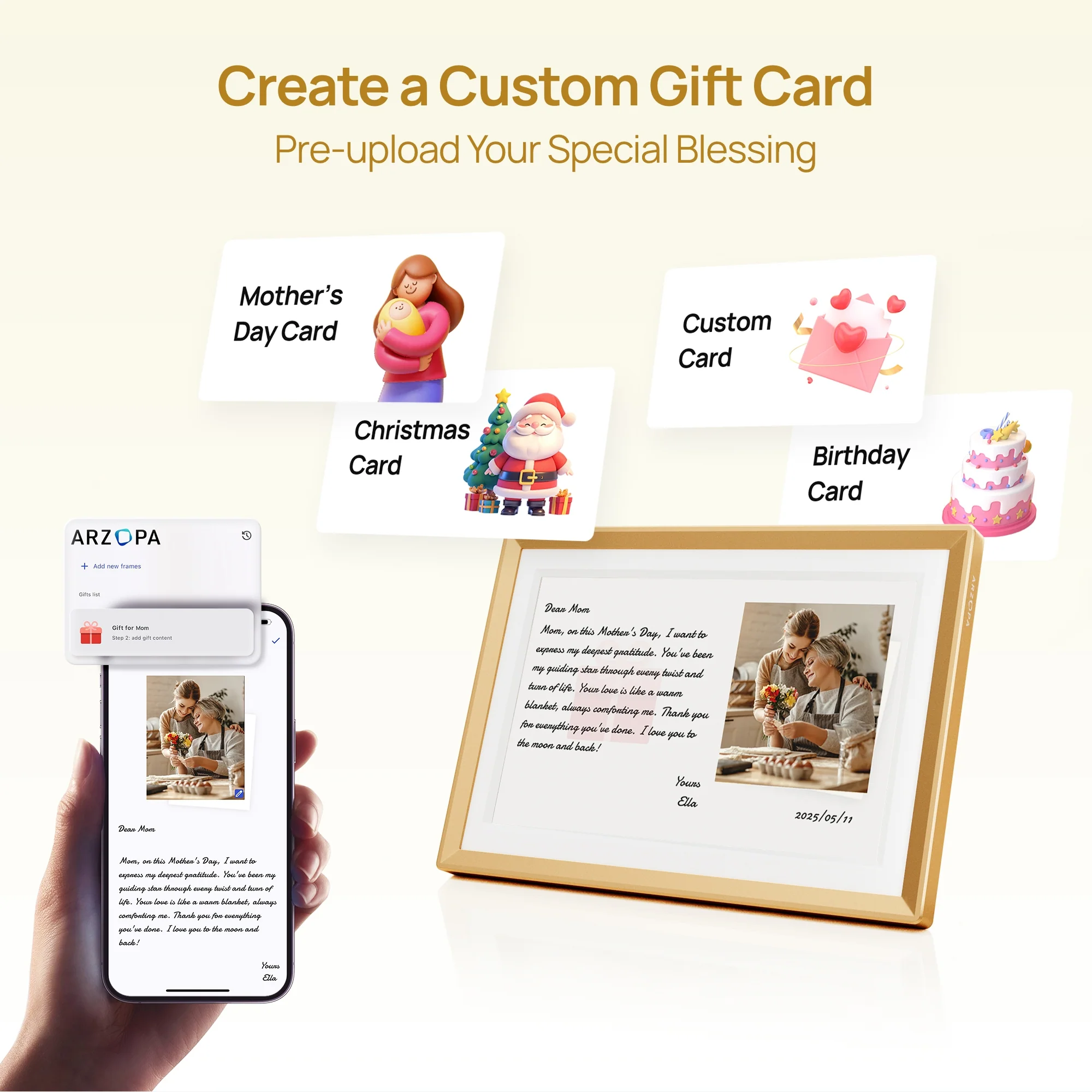 Arzopa D10 Champagne Gold | 10.1" Digital Photo Frame - Image 9
