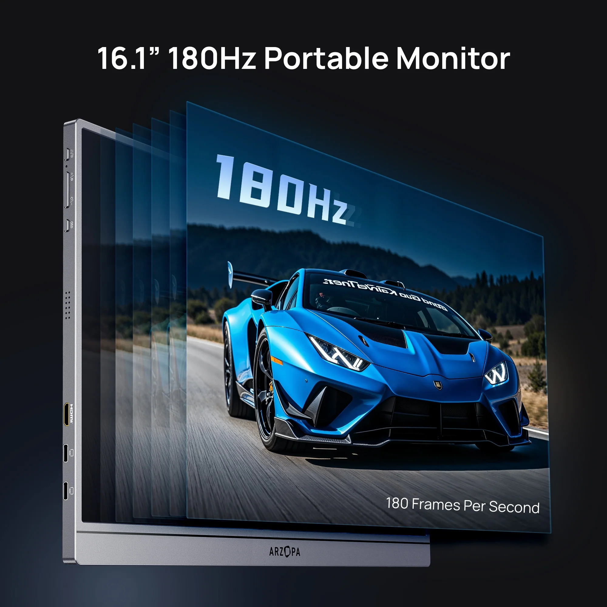 Arzopa Z3FC 16.1" 2.5K 180Hz Portable Gaming Monitor FreeSync - Image 3