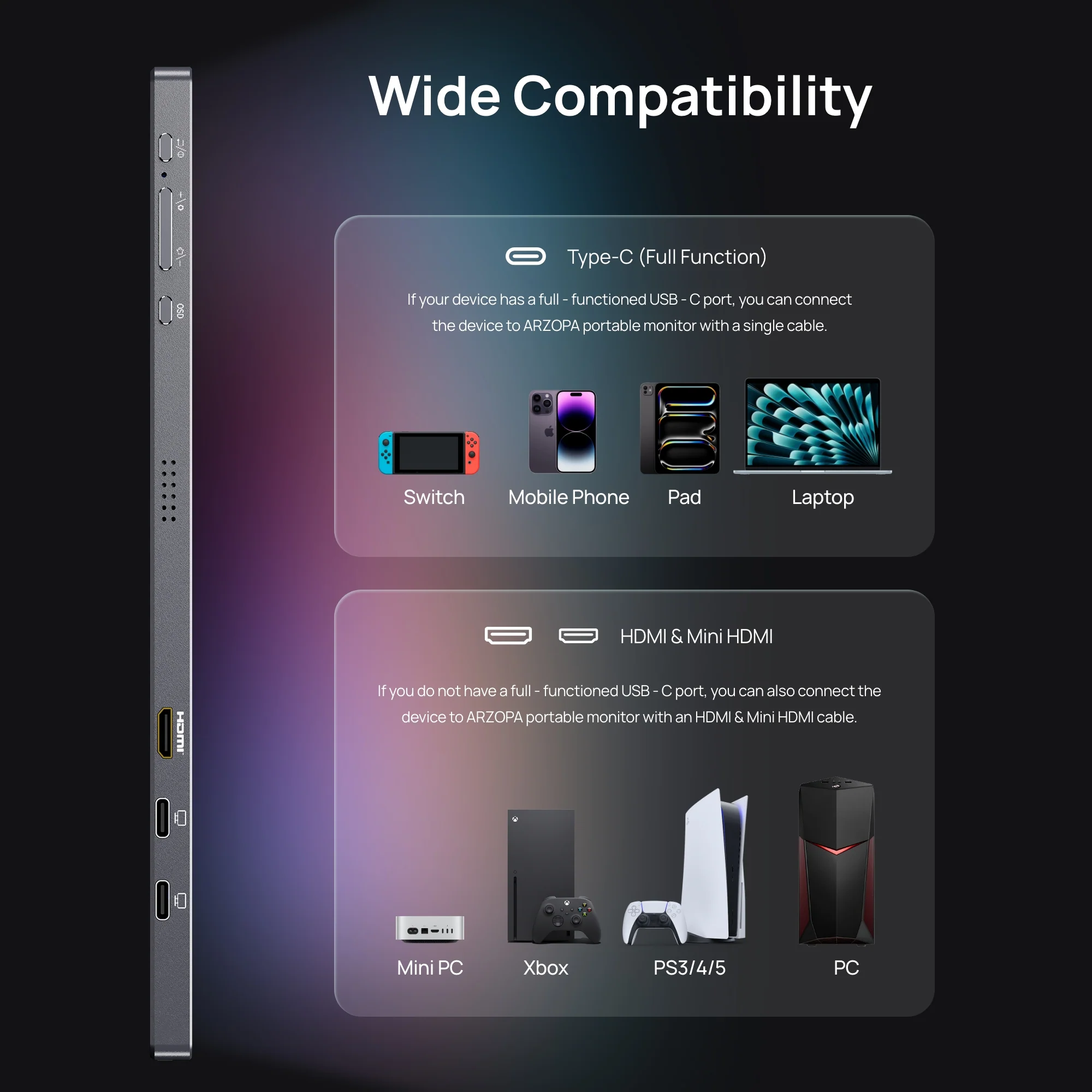 Arzopa Z3FC 16.1" 2.5K 180Hz Portable Gaming Monitor FreeSync - Image 4