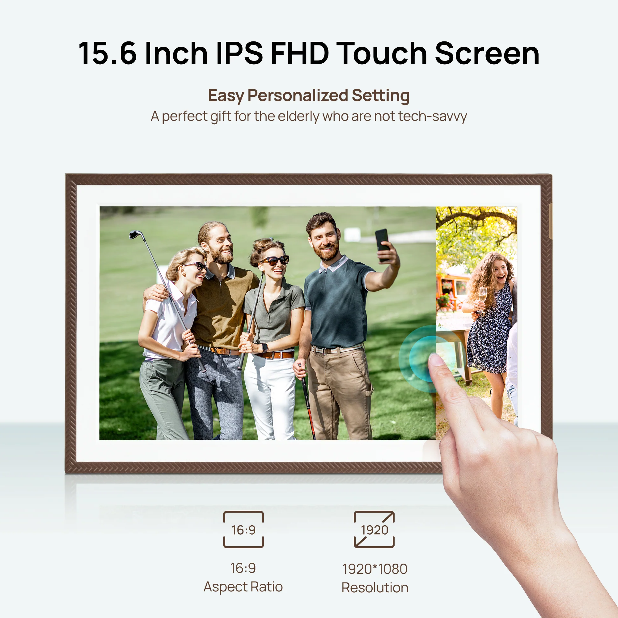 ARZOPA D15 15.6” WiFi Digital Photo Frame| Elegant Brown&Anti-Glare - Image 10
