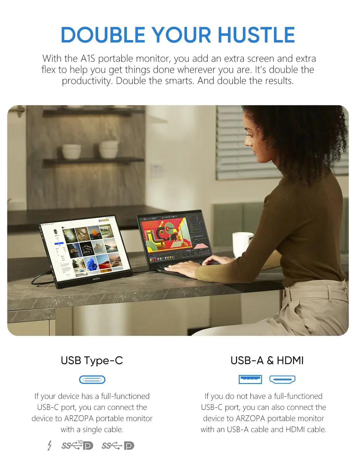 Arzopa Z1FC Black 16.1" 144Hz FHD 100%sRGB Portable Monitor - Image 6